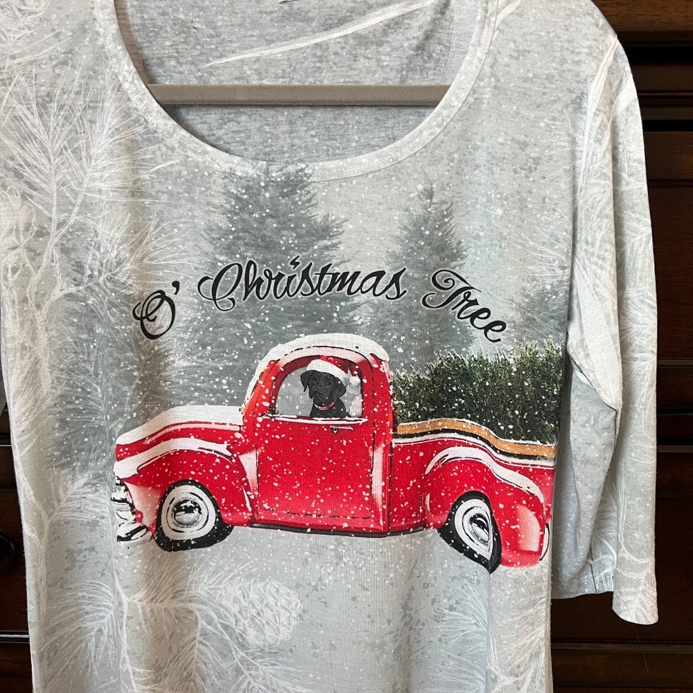 Christmas Holiday T-Shirt; Oh Christmas Tree; Dog and truck tunic